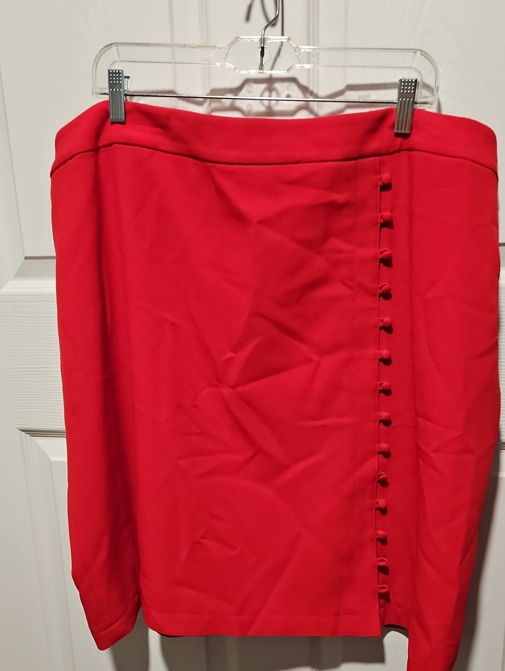 Nine West Bright Red Pencil Skirt with Side Button Row